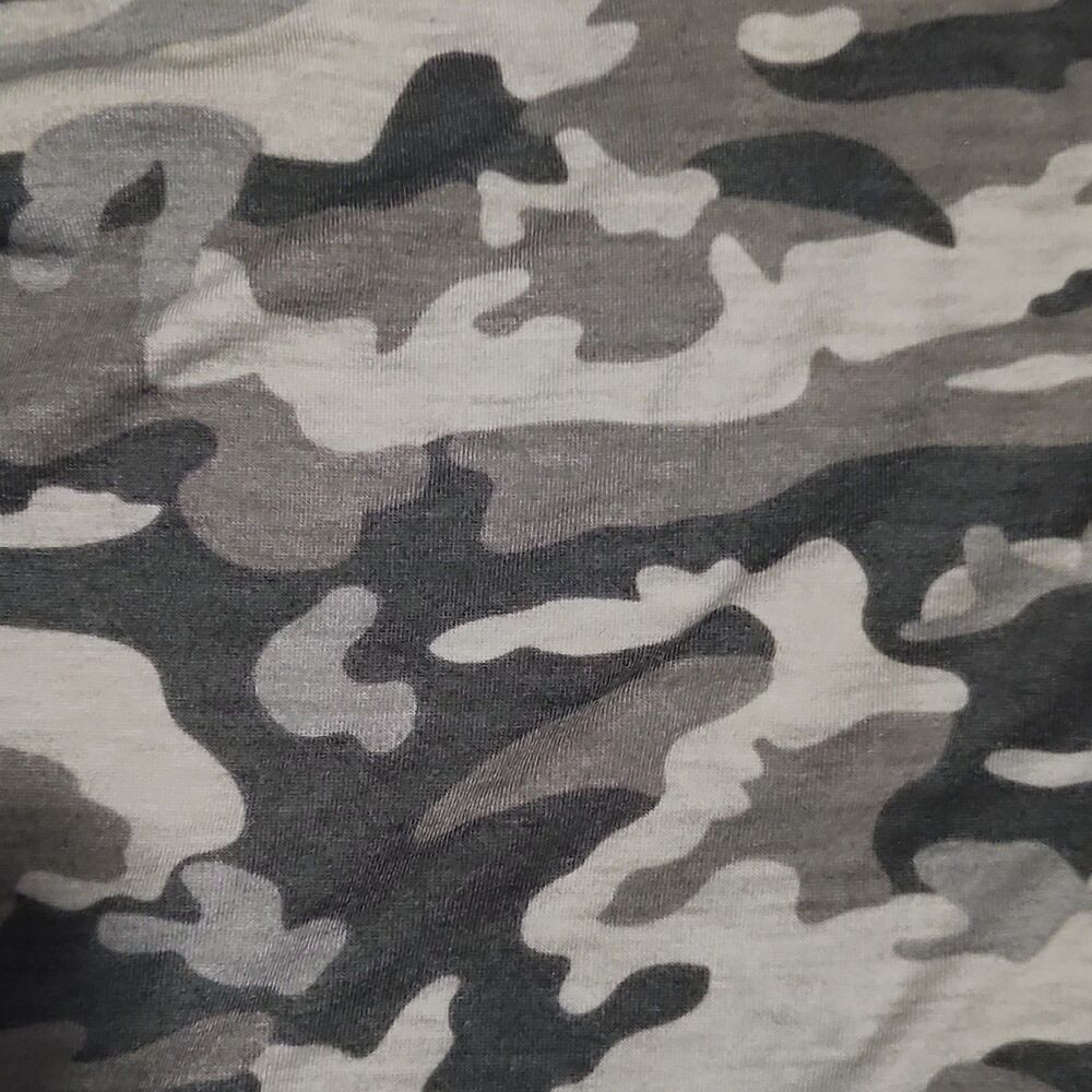 Alredine Camouflage Knit 3/4 Sleeve Crew Neck Top Womens M Green Gray Black - Picture 5 of 5